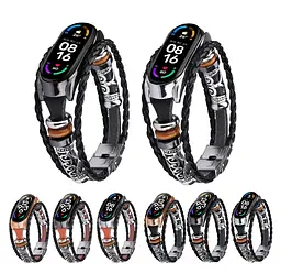 Ремінець вінтажний Carprie для фітнес-браслета Xiaomi Mi Band 7 и 7NFC Type A Black silver - мініатюра 6