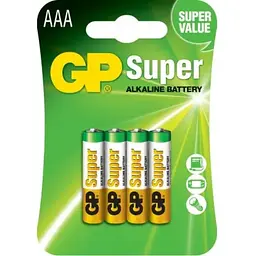 Батарейка GP пальчик AAA R6 Super 4 штуки набір блістер