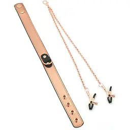 Нашийник із затискачами для сосків Liebe Seele Rose Gold Memory Collar With Nipple Clamps - мініатюра 2