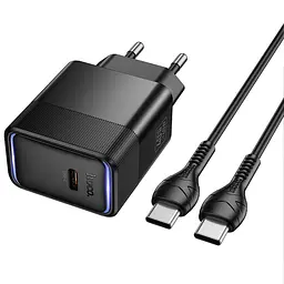 Мережевний зарядний пристрій Hoco CS113A Lounge PD40W 1USB-C + кабель Type-C to Type-C Black - мініатюра 5