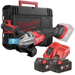 Шліфмашина кутова акумуляторна MILWAUKEE, M18 FSAGSVO125X-502X, 1200 Вт діаметр 125мм (+зар.пр., 2ак.Х5Аг, HD кейс) - мініатюра 2