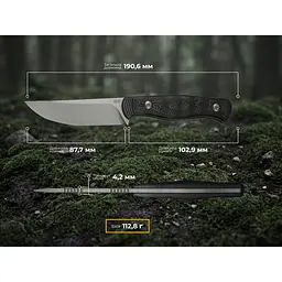 Ніж фіксований туристичний Weknife Notchline, (8.7 см) CPM S35VN /Carbon Fiber чорний з чохлом - мініатюра 14
