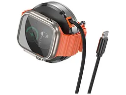 Зарядний бездротовий HOCO CQ18 Flash 2-in-1 Magnetic + iWatch (з висувним кабелем) сірий - мініатюра 2