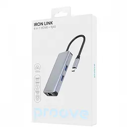 Type-C-Хаб Proove Iron Link 6 in 1 (2*USB3.0 + SD/TF + RJ45 + HDMI) - мініатюра 2
