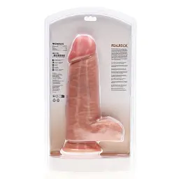 Фалоімітатор RealRock Extra Thick with Balls 10", 25.4 см (тілесний) - мініатюра 5