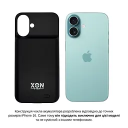Чохол-акумулятор XON PowerCase для iPhone 16 5000 mAh Чорний (PCBS1116150B 4678) - мініатюра 3