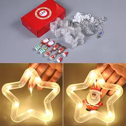 Світлодіодна гірлянда штора зірки 3D Niki Light 3м завіса зірки з фігурками всередині теплий білий - мініатюра 3