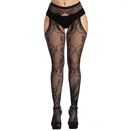 Колготки сексуальні в сіточку з бантиками та доступом One Size (87551)