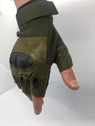 Мото рукавички без пальців Combat на спортивній липучці (Оливка) M - мініатюра 2