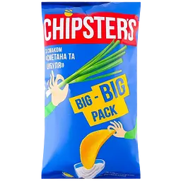 Набір чипсів Chipster's: зі смаком сиру + зі смаком сметани та цибулі 300 г (2 шт. х 150 г) - мініатюра 3