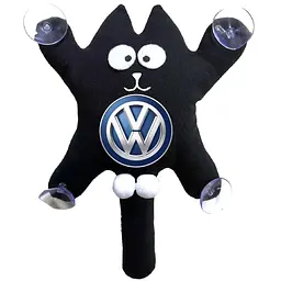 Іграшка на присосці Кіт Саймон XL Volkswagen Жирний Кіт Чорний (Кольоровий логотип 3D)