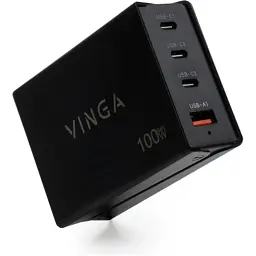 Зарядний пристрій Vinga GaN 100W PD+QC 3C1A ports 1.2m Wired Charger (VCPCH100CB) - мініатюра 2