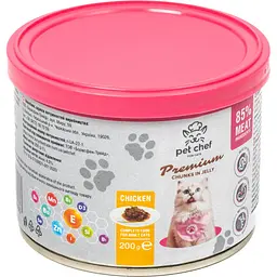 Вологий корм для дорослих котів Pet Chef Шматочки в желе з куркою 200 г - мініатюра 2