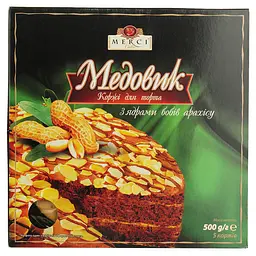 Коржі для торта Merci Медовик з ядрами бобів арахісу 500 г   - мініатюра 2