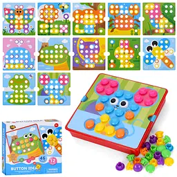 Розвивальна мозаїка Bambi Button Idea YG898-6, 46 деталей, картки 12 шт. - мініатюра 2