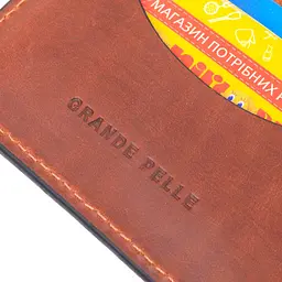 Практична обкладинка на автодокументи у вінтажній шкірі Україна Grande Pelle 16706 світло-коричнева - мініатюра 7