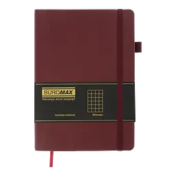 Блокнот діловий Buromax Logo2U Brief А5 96 арк. в клітинку обкладинка зі штучної шкіри темно-червоний (BM.295104-13) - мініатюра 2