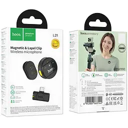 Петличний бездротовий мікрофон Hoco L21 Charm Type-C Black - мініатюра 5