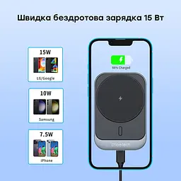 Автомобільний зарядний пристрій Choetech T206-F Black бездротова зарядка, магнітне кріплення (43-00138) - мініатюра 6