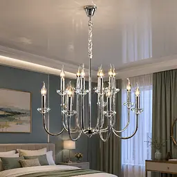 Велика двоярусна люстра зі свічками Splendid Ray L9048/8+8 (silver), хром, 16 ламп E14, діаметр 75 см