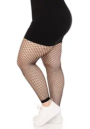 Колготки без стопи Leg Avenue Industrial Net footless tights, 1X/2X, чорні, в сітку - мініатюра 4