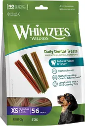 Натуральні ласощі для зубів собак WHIMZEES Dental Treats Stix XS 56 шт.