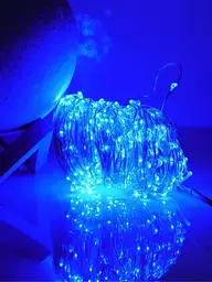 Світлодіодна новорічна LED гірлянда-нитка "КРАПЛІ РОСИ" на батарейках + USB 100LED 10 м Синій (90887083)