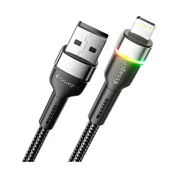 Дата кабель USB 2.0 AM to Lightning 2.0m 2.4A LED black Essager (EXCL-XCDA01) - мініатюра 2