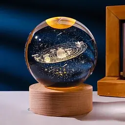 Декоративний 3D нічник Кришталева куля + дерево LED світильник Сонячна система тепле світло 5V - мініатюра 2