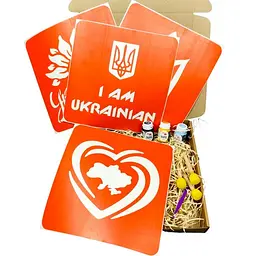 Набір для малювання по тканині "I Am Ukrainian, Тризуб, Мапа України, Україна квітуча" paint-n064-n059-n080-n058 - мініатюра 2