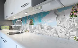 Кухонний фартух Мармурове місто вінілова наклейка ПВХ скульптури Блакитний Happy Pocket Z181372