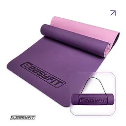 Килимок для йоги та фітнесу EasyFit TPE+TC 6мм двошаровий фіолетовий-рожевий