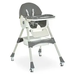 Стільчик для годування M 6302 Gray складний 5-ти точкові ремені