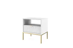 Тумба приліжкова Perfect Home Нова / Nova з 1 шухлядою і золотими ніжками S54 Білий (PFH-091261) - мініатюра 4