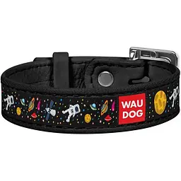 Нашийник Waudog NASA, шкіра, 18-20х1,5 см, чорний - мініатюра 2
