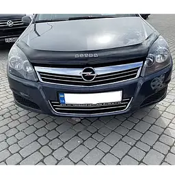 Дефлектор капоту мухобійка для Opel Astra H 2004-2009 Євро Кріплення (Voron Glass) MO10804 - мініатюра 2