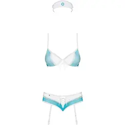 Еротичний костюм медсестри Obsessive 834-CST-6 біло-блакитний S/M - мініатюра 5