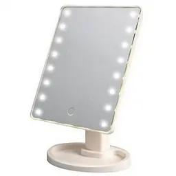 Настільне дзеркало WH-085 з підсвіткою 16 LED MIRROR 21.5x17 см Білі