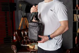 Месенджер із клапаном через плече 24х20х6, шкіряна барсетка Tiding Bag TD-20033 чорна 200 мм - мініатюра 4