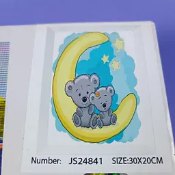 Алмазна мозаїка JS 24841 "TK Group", "Ведмежата на Місяці", часткова викладка, з рамкою, 20х30см