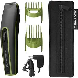 Машинка для стрижки Rowenta Nomad Sport Collection, акум., роторний мотор, насадок-2, кейс, сталь, чорно-зелений