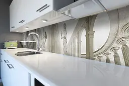 Кухонний фартух Античний зал для кухні наклейка ПВХ статуя колони сірий 60х200 см Happy Pocket Z180583