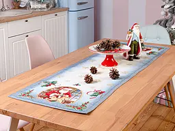 Ранер Lefard Home Textile Hamlet гобеленовий новорічний з люрексом 100х40 см біло-блакитний - мініатюра 2
