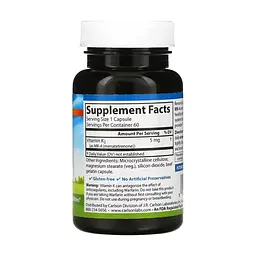 Вітаміни Carlson Laboratories Vitamin K2 MK-4 60 caps (1086-2023-10-4553) - мініатюра 2