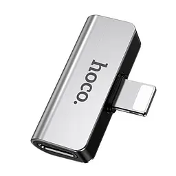 Перехідник Hoco LS24 Lightning to lightning audio/lightning Сталевий - мініатюра 3