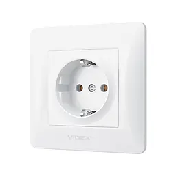 Розетка Videx BINERA 1ая із заземленням (VF-BNSK1G-W) - мініатюра 2
