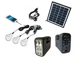 Набір освітлення акумуляторний ліхтар сонячна батарея та 3 LED лампочки Gdlite GD-8017A - мініатюра 3