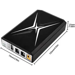 ДБЖ UPS DC 18W 10400mAh для роутера, терміналу, камери DCP-018W / 5V / 9V / 12V / USB / LED Black + блок живлення 9V 2A - мініатюра 5