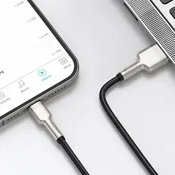 Кабель Baseus Cafule Series Metal Data Cable USB to Lightning 2.4A 0.25m Black (CALJK-01) - мініатюра 2