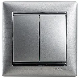 Вимикач 2-клавішний Valena Classic 10АХ 250V автоматичні клеми алюміній Legrand osv0002076